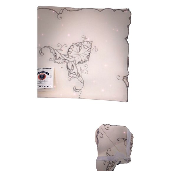 Vintage Portugese Tablecloth Napkins Linen Embroidered Square Set Dining Kitchen - Picture 2 of 8